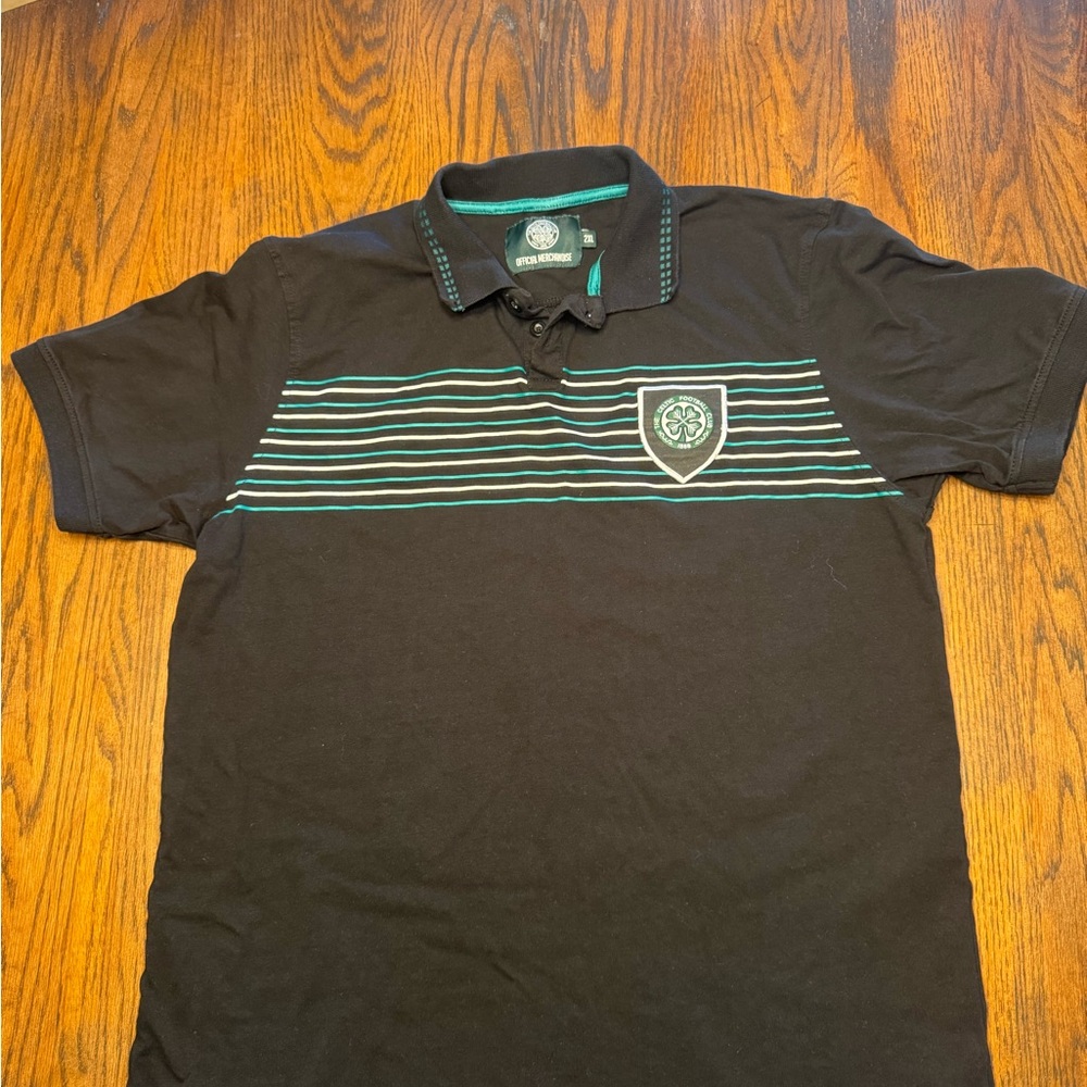 Celtic FC Official Merchandise Polo Shirt Black Green White 2XL Soccer